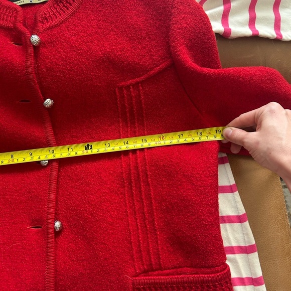 Vintage Red Wool Cardigan Sweater with Beautiful Buttons Made in Austria - Picture 8 of 8